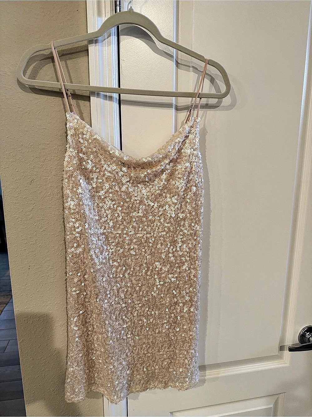 Elodie The Label Sequin Mini Dress in Beige Size XS